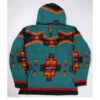 Teal Aztec Fleece Pullover Hoodie -Weaver Leather Cowboy Store AIFLI