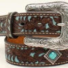 Ariat Girl's Floral Diamond Concho Turquoise Inlay Belt