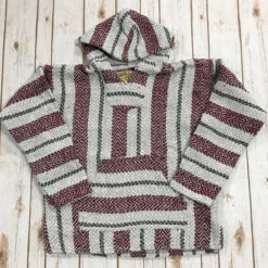 Burgundy And Grey Baja Pullover