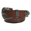 Women's Tan And Turquoise With Cutout Flower Design Belt -Weaver Leather Cowboy Store BLT503 26