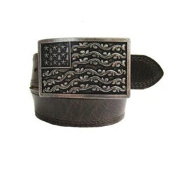 Kid's Brown With American Flag Buckle Belt