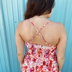 Red Floral Sless Dress -Weaver Leather Cowboy Store CD02582c