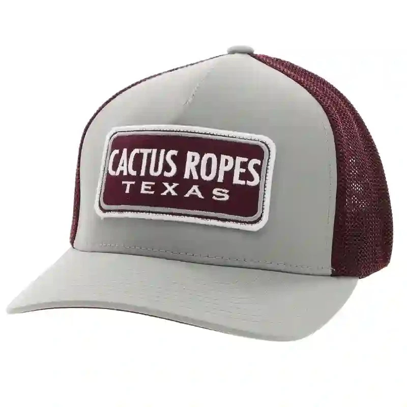 Hooey YOUTH Maroon/Grey Cap-Cactus Rope Patch 3 Hooey YOUTH Maroon/Grey Cap-Cactus Rope Patch