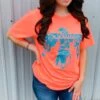 Coral With Turquoise Thunderbird Tee -Weaver Leather Cowboy Store DESERTTB CORALb