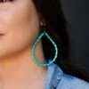 3" Green Turquoise Beaded Hoop Earrings TQ -Weaver Leather Cowboy Store E1260a