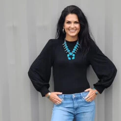 Puff Sleeve Body Suit - Available In Black, Off White, & Wine -Weaver Leather Cowboy Store GT3048