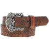 Hooey Ladies Brown/Feather Floral Belt-1.5" Wide 1 Hooey Ladies Brown/Feather Floral Belt-1.5" Wide -Weaver Leather Cowboy Store HWBLT003 FRONT 800x 1