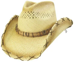 Natural/Tea Stained Straw With Horseshoe Accented Hatband