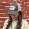 McIntire Saddlery Charcoal Aztec Leather Patch Cap -Weaver Leather Cowboy Store IMG 5623