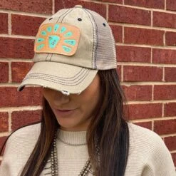 McIntire Saddlery Khaki Distressed Squash Patch Cap -Weaver Leather Cowboy Store IMG 5654