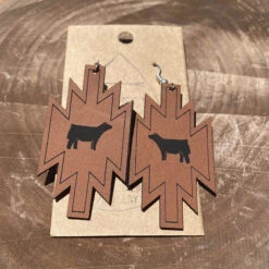 TNR Handmade Leather Cattle Rawhide Aztec Earrings