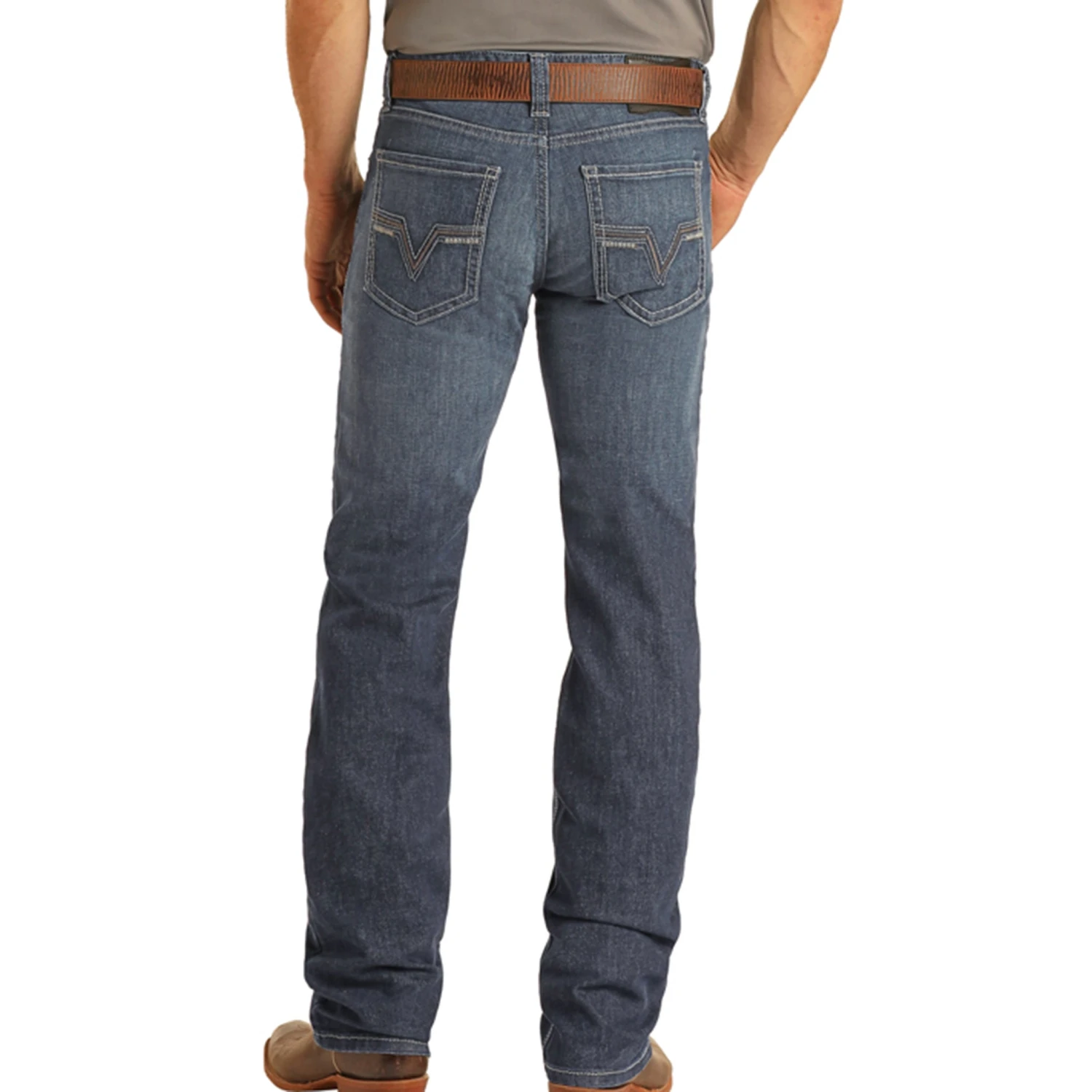 Rock & Roll Regular Fit Straight Leg Dark Wash Stretch Jeans 4 Rock & Roll Regular Fit Straight Leg Dark Wash Stretch Jeans - Image 2