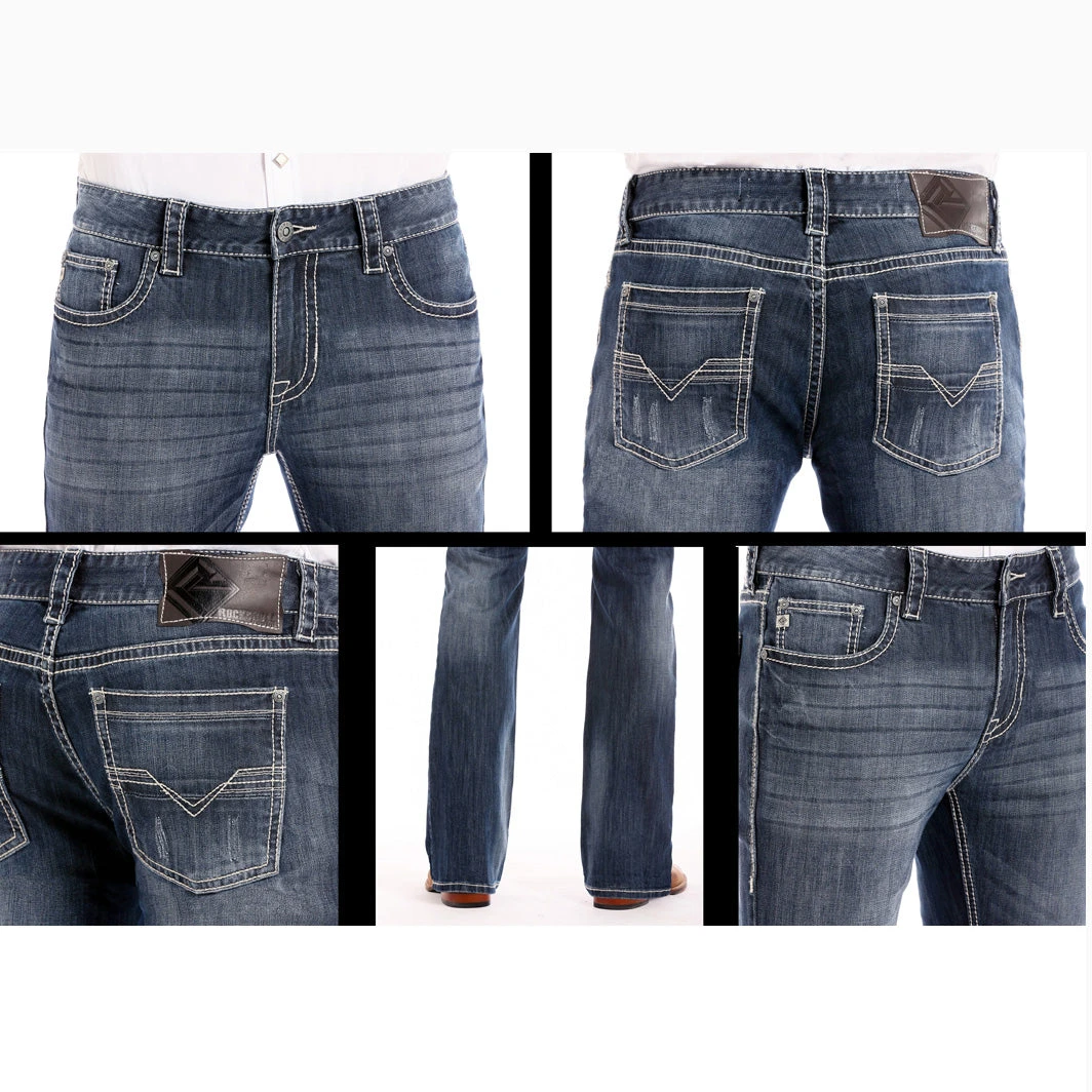 Rock & Roll Men's Dark Wash Regular Fit Straight Leg Jean 4 Rock & Roll Men's Dark Wash Regular Fit Straight Leg Jean - Image 2
