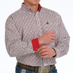 Cinch Red/White/Black L/S Print Shirt