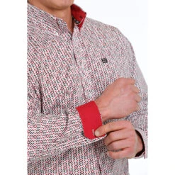 Cinch Red/White/Black L/S Print Shirt 7 Cinch Red/White/Black L/S Print Shirt -Weaver Leather Cowboy Store MTW1105525 4