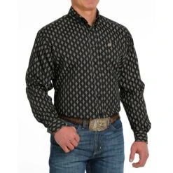 Cinch Men's Black Diamond Print Shirt -Weaver Leather Cowboy Store MTW1105531 3