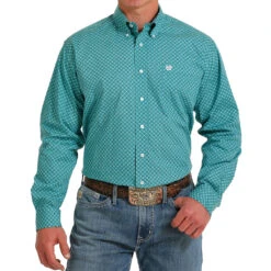 Cinch Men's Turquoise Print L/S