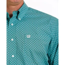 Cinch Men's Turquoise Print L/S -Weaver Leather Cowboy Store MTW1105583 3