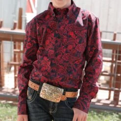 Boy's Cinch Navy And Red Paisley