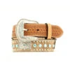 Nocona Boy's Blue Rhinestone Hair On Hide Basket Weave Belt