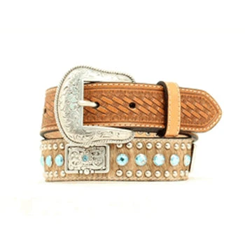 Nocona Boy's Blue Rhinestone Hair On Hide Basket Weave Belt 3 Nocona Boy's Blue Rhinestone Hair On Hide Basket Weave Belt