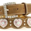 Nocona Kid's Scallop Brown Belt With Pink Hearts -Weaver Leather Cowboy Store Nocona Girls Fashion Heart Belt prod 64080 l N4427044