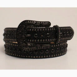 Women's Black Faux Snake Crystal Belt