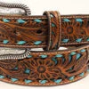 Nocona Men's Floral Pierced Turquoise Underlay Belt -Weaver Leather Cowboy Store Nocona Pierced Tooled Belt prod 61726 l N2415433
