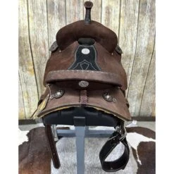 Double J 14 Inch Pozzi Roughout Barrel Saddle -Weaver Leather Cowboy Store Pozzieback