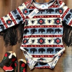 Shea Baby Buffalo Fringe Long Sleeve Onesie -Weaver Leather Cowboy Store SB02