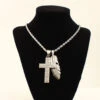 Cross And Feather Pendant Necklace -Weaver Leather Cowboy Store Twister Mens Necklace Cross and Feather prd 70114 s 321401