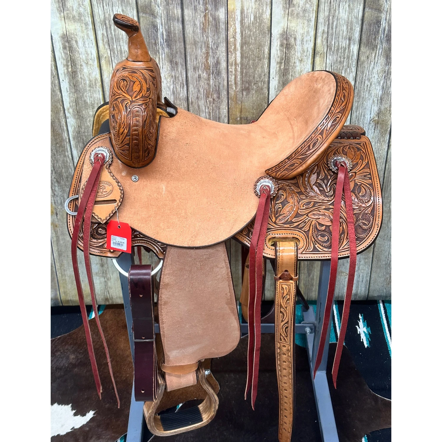 Paul Taylor 15 Inch Floral Barrel Saddle 3 Paul Taylor 15 Inch Floral Barrel Saddle