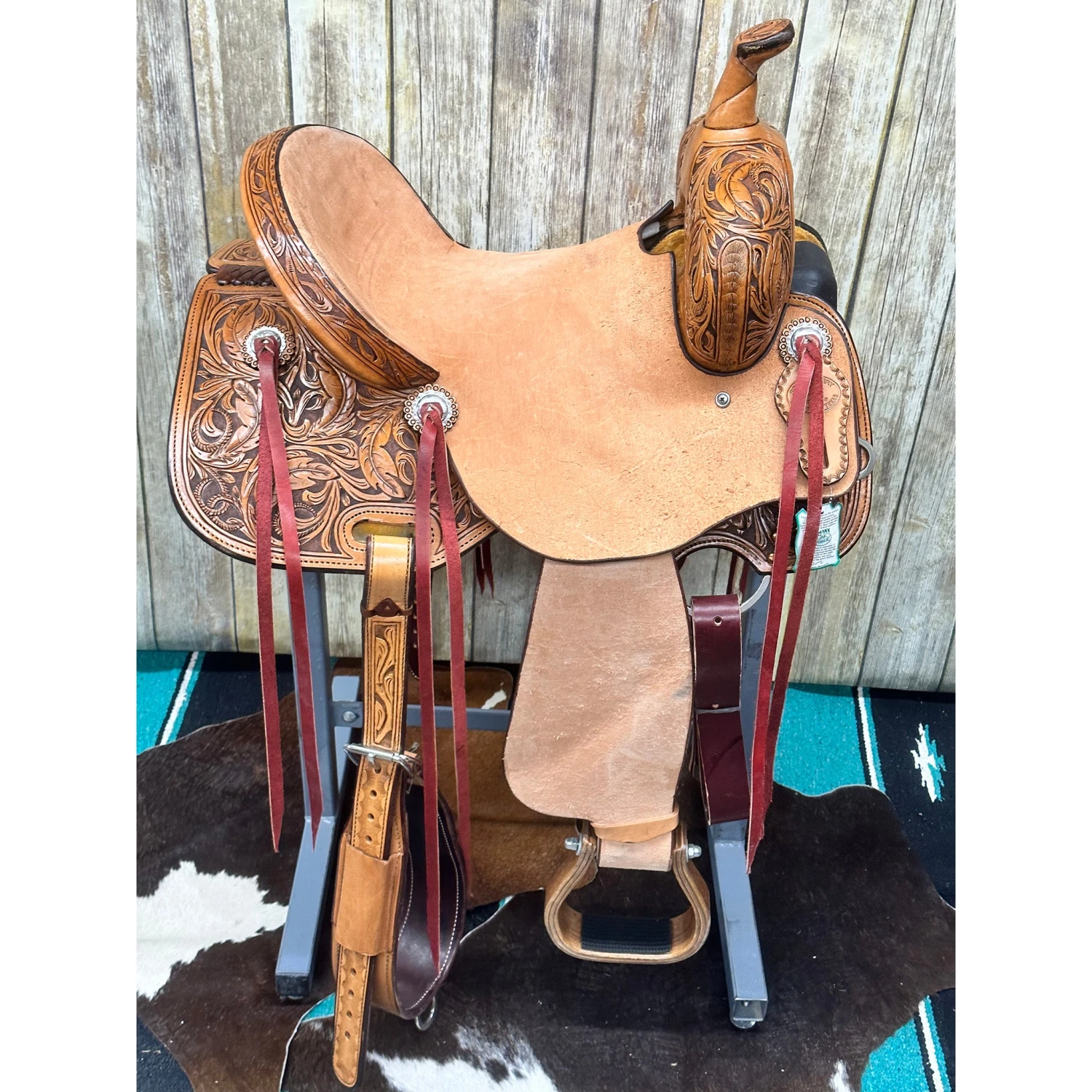 Paul Taylor 15 Inch Floral Barrel Saddle 4 Paul Taylor 15 Inch Floral Barrel Saddle - Image 2