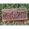 American Darling Tooled Turquoise Buckstitch Wallet -Weaver Leather Cowboy Store brnhidewallet