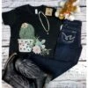 Cactus Flower Dark Grey Kids Tee -Weaver Leather Cowboy Store cactusranchswagkids