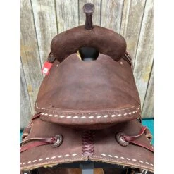 Paul Taylor Chocolate Roughout Barrel Saddle 9 Paul Taylor Chocolate Roughout Barrel Saddle -Weaver Leather Cowboy Store chocback