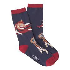Navy Whimsical Horse Sock