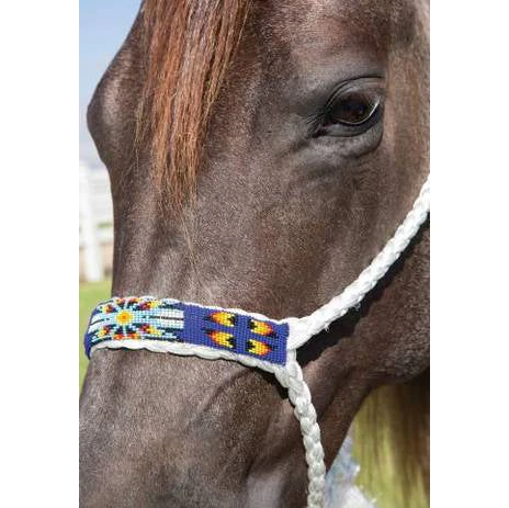 Professional's Choice Professional Choice- White Braided Cowboy Halter With A Royal Beaded Nose Band 3 Professional's Choice Professional Choice- White Braided Cowboy Halter With A Royal Beaded Nose Band