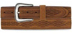 Tony Lama Men's Brown Navajo Blanket Tooled Belt