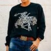 Leopard Sequin Bronc Crew Neck -Weaver Leather Cowboy Store leopardbronc