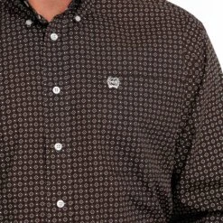 Cinch Men's Brown Geometric Shirt -Weaver Leather Cowboy Store mtw1105487 4 216 detail