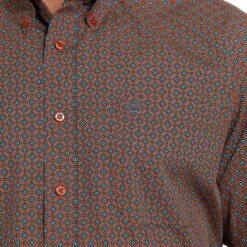 Cinch Men's Orange And Teal Geometric Shirt 9 Cinch Men's Orange And Teal Geometric Shirt -Weaver Leather Cowboy Store mtw1105503 4 2189 detail
