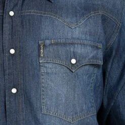 Cinch Denim Snap Shirt -Weaver Leather Cowboy Store mtw1681001 4 2242 detail