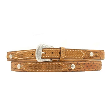 Nocona Men's Brown Ostrich And Lace Overlay Belt 3 Nocona Men's Brown Ostrich And Lace Overlay Belt