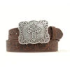 Nocona Women's Brown Tooled Cross Belt -Weaver Leather Cowboy Store n3483802