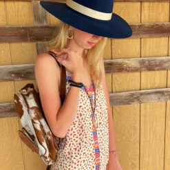 Cream And Camel Dress With Aztec Embroidery -Weaver Leather Cowboy Store patterndress